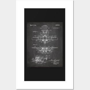 Seaplane Patent - Biwing Seaplane Art - Black Chalkboard Posters and Art